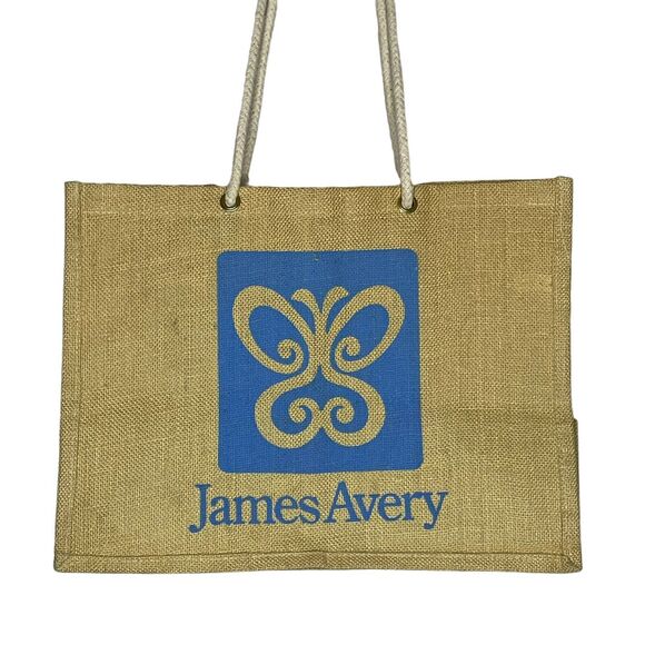 James Avery Large Burlap Rope Handled Tote/ Beach Bag 12 x 16 x 10 NOS - Picture 1 of 3